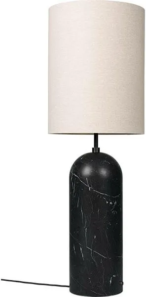 GUBI Gravity Stehlampe Schwarzer Marmor und Leinenschirm XL Hoch