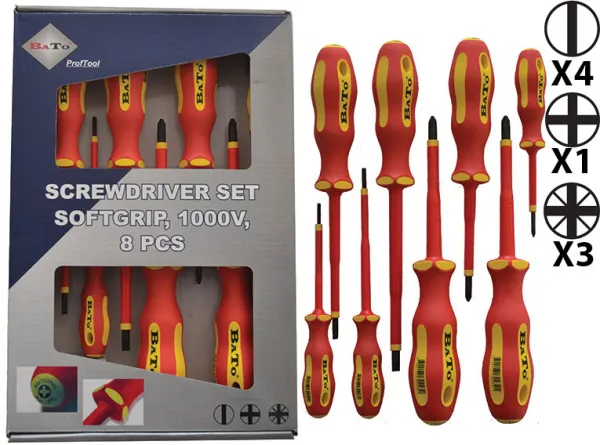 BATO Schraubendreher-Set VDE 1000V Schlitz/Ph/Pz 8-teilig