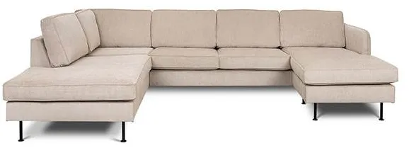 Læsø Sofa mit Chaiselongue und Open-End - 288 x 210 cm - beige Samt