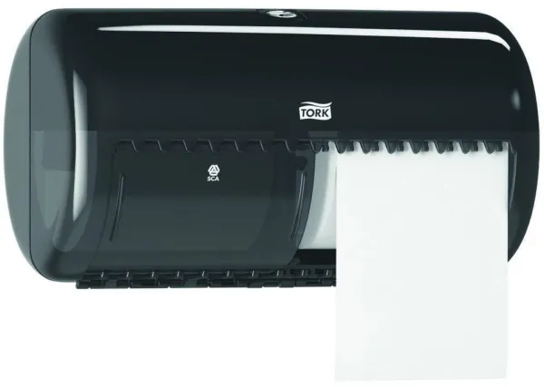 Tork Twin-Spender, für Toilettenpapier, 2 Rollen, schwarz, T4